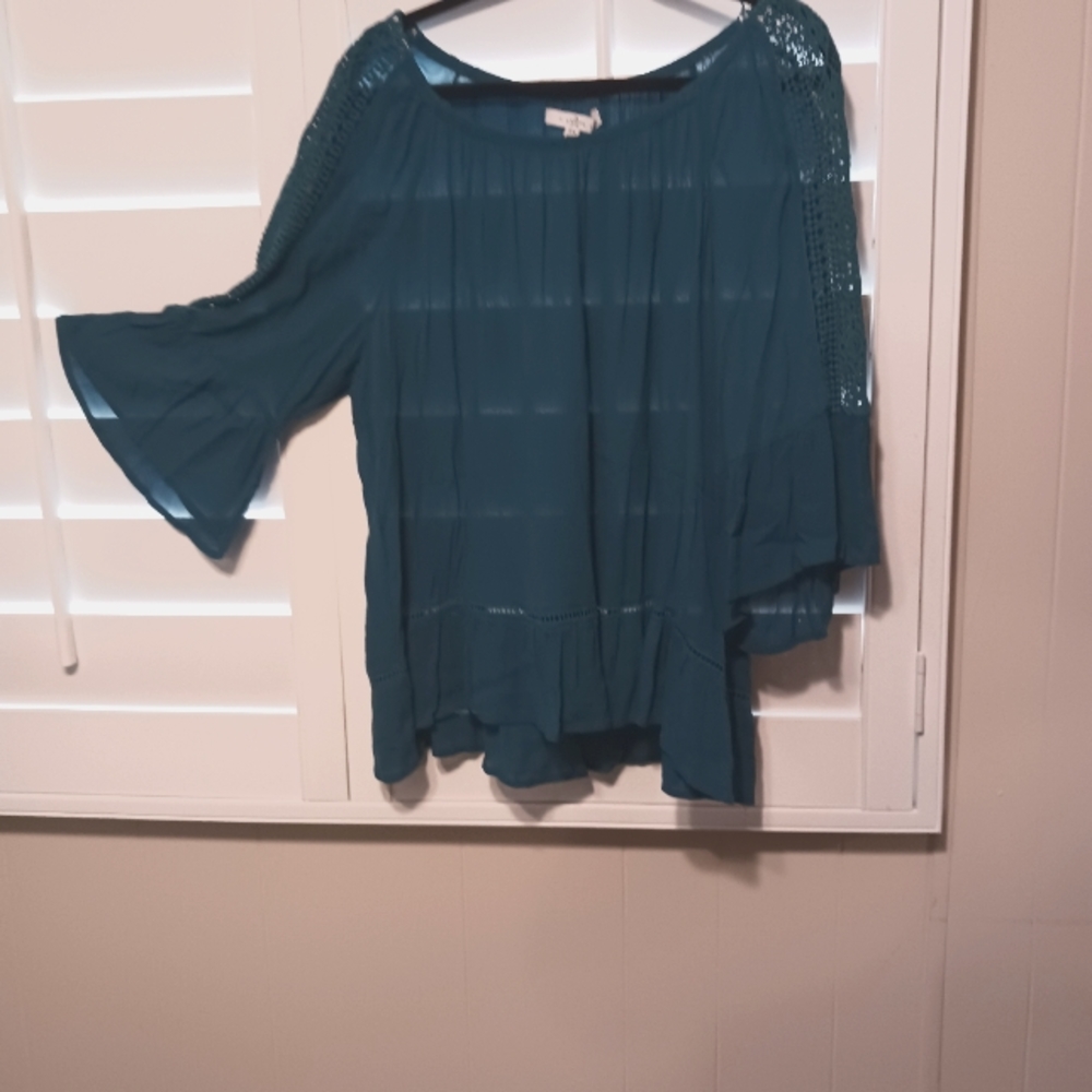 2XL Teal Boho Top